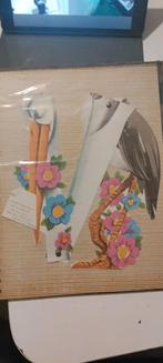 Vintage Handgemaakte Geboortekaart reiger, Ophalen of Verzenden