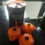 minipannetjes set van 3, oranje, 8 cm doorsnee, nieuw, Ophalen of Verzenden, Nieuw, Overige materialen, Pannenset