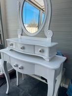 Witte Kaptafel met Spiegel, Gebruikt, 100 tot 150 cm, Hout, 50 tot 100 cm
