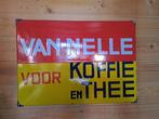 Mooi oud emaille bord Van Nelle koffie en thee, Verzamelen, Ophalen of Verzenden, Zo goed als nieuw, Reclamebord