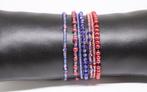 setje van 7 elastische armbanden met rocailles en kristal, Ophalen of Verzenden, Nieuw, Overige kleuren, Elastiek