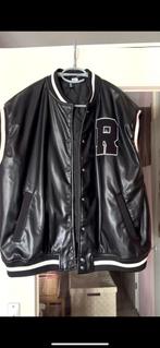 Bodywarmer baseball college nep leer lederlook zwart M FOTOS, Kleding | Dames, Bodywarmers, Maat 38/40 (M), H&M, Zwart, Nieuw