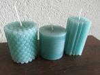 kaars lichtblauw set kaarsen 3 stuks 7 cm H 6 cm dik, Overige materialen, Blauw, Nieuw, Ophalen of Verzenden