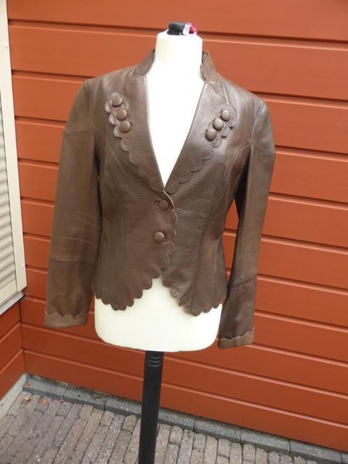 jasje van Mandarin & Mint lams leer bruin maat 40, Kleding | Dames, Jasjes, Kostuums en Pakken, Zo goed als nieuw, Jasje, Maat 38/40 (M)