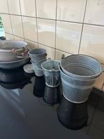 Verschillende metalen bloembakjes, Minder dan 30 cm, Minder dan 60 cm, Rond, Ophalen of Verzenden