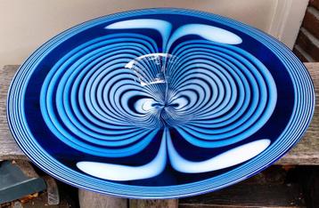 Glaskunst Glazen Schaal - Blauw Wit - 45x38CM - 100% Gaaf beschikbaar voor biedingen