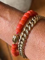 Prachtig 100% echte Bloedkoralen Armband  met Gouden slotje, Antiek en Kunst, Ophalen of Verzenden