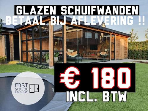 Glazen schuifwand - €180 Compleet ! LEEGVERKOOP -, Tuin en Terras, Overkappingen, Nieuw, Ophalen of Verzenden