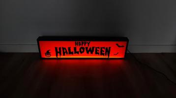 Lichtbak Happy Halloween reclame decoratie 60x15cm