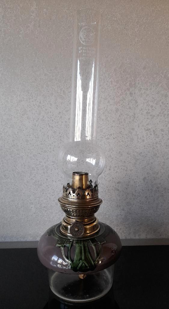 Antieke olielamp Brevetes L&B 41 cm hoog, Antiek en Kunst, Curiosa en Brocante, Ophalen of Verzenden