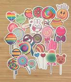 Snoep, verjaardag lolly’s stickers, Verzenden, Nieuw, Meerdere stickers
