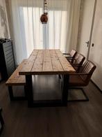 Industriële Eettafelset te koop., Huis en Inrichting, Complete eetkamers, Ophalen, Gebruikt, Industrieel., Minder dan 4 stoelen