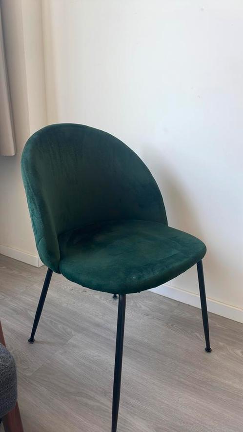 Groene fluwelen stoel, Huis en Inrichting, Stoelen, Zo goed als nieuw, Eén, Stof, Overige kleuren, Ophalen