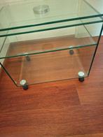 Glazen salontafel met wieltjes, Ophalen, Gebruikt, Minder dan 50 cm, Glas