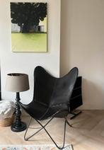 Zwarte leren vlinderstoel!, Huis en Inrichting, Stoelen, Ophalen, Zwart, Leer, Zo goed als nieuw