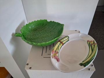 Groene koolblad Schaal en Aspargus Serveerschaal- made in Iy beschikbaar voor biedingen
