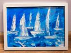 Acryl schilderij bootjes op zee (A4) – Forward to the Sun II, Antiek en Kunst, Ophalen of Verzenden