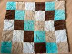 Boxkleed blauw, wit, bruin en taupe, Ophalen of Verzenden, Gebruikt, Rechthoekig, Boxkleed
