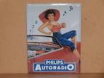 Vintage Philips Autoradio metalen bord pin-up vrouw 40x30cm, Verzamelen, Merken en Reclamevoorwerpen, Ophalen of Verzenden, Gebruikt