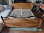 Bedframe 160x205 - Riet/Rotan & Staal, Ophalen, Gebruikt, Bruin, Tweepersoons