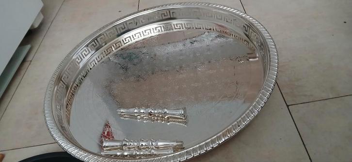 Marokkaanse Dienblad - Prachtig Decoratief Stuk, Huis en Inrichting, Woonaccessoires | Dienbladen, Gebruikt, Metaal, Rond, Ophalen of Verzenden