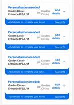 4 golden circle tickets te koop voor Ye 06/06 2026, Drie personen of meer