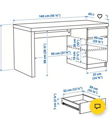 Bureau Malm Ikea - afbeelding 2
