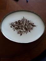 Oud DIENBLAD met porseleinen  bloem motief  op pootjes, Ophalen of Verzenden, Zo goed als nieuw, Ovaal, Overige materialen