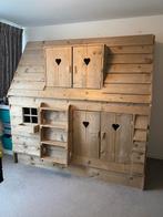 Stapelbed huisjesbed steigerhout 3 personen, Ophalen, Gebruikt, Hout