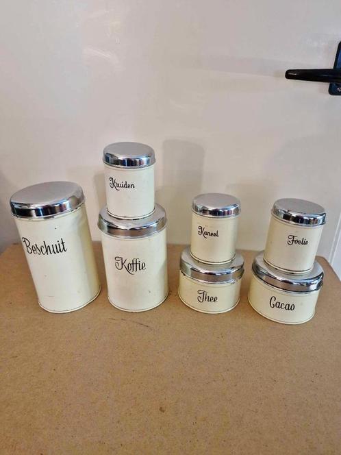 Originele,7-delige set voorraadblikken Brabantia,kruidenblik, Antiek en Kunst, Antiek | Keukenbenodigdheden, Ophalen of Verzenden