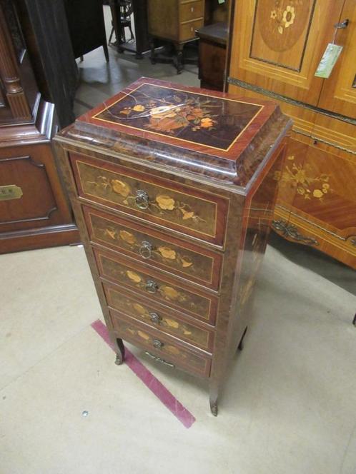 Oer 09619 smalle ingelegde commode, Antiek en Kunst, Antiek | Meubels | Kasten, Ophalen