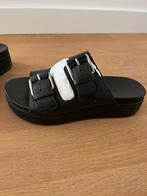 Zwarte leren Shabbie slippers sandaal maat 39, Ophalen of Verzenden, Zo goed als nieuw, Zwart