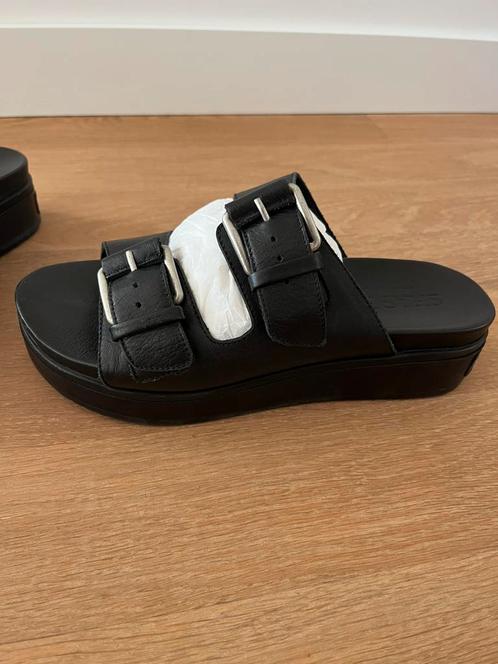 Zwarte leren Shabbie slippers sandaal maat 39, Kleding | Dames, Schoenen, Zo goed als nieuw, Zwart, Ophalen of Verzenden