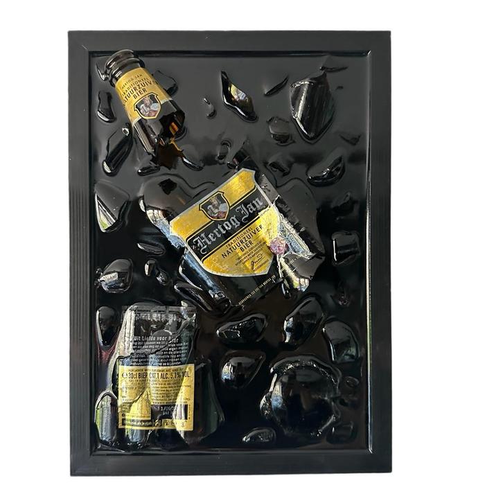 Hertogjan 2 broken bottle art, Antiek en Kunst, Kunst | Schilderijen | Modern, Ophalen of Verzenden