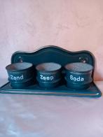 Petrolblauw emaille zand en sodarek, Antiek en Kunst, Antiek | Emaille, Ophalen of Verzenden