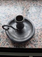 Antieke Tinnen Kandelaar met Handvat, Antiek en Kunst, Ophalen of Verzenden, Koper of Brons