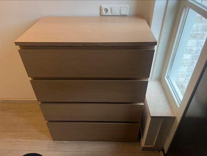 Ikea Malm ladekast - wandkast eiken, Huis en Inrichting, Kasten | Ladekasten, Zo goed als nieuw, 100 tot 150 cm, 50 tot 100 cm