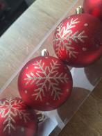 Kerstballen met gouden sneeuwmotief, 6st, plastic, Diversen, Ophalen of Verzenden, Nieuw