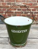 Emaille oude GROENTEN emmer donker groen, Antiek en Kunst, Antiek | Emaille, Ophalen of Verzenden