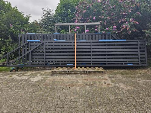 Rechte schuifpoort 400x120cm compleet met sluitwerk etc., Tuin en Terras, Tuinpoorten, Nieuw, Schuifpoort, IJzer, 150 tot 200 cm