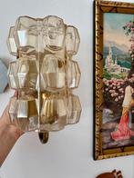 Mid century amber kleurige wand lamp bubbel glashutte tynell, Gebruikt, Helena Tynell, Ophalen of Verzenden, Glas