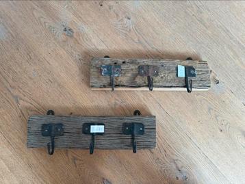 Railway wood kapstok 2 stuks nu samen €10,- stoer landelijk beschikbaar voor biedingen