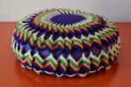Groot rond retro vintage gehaakt jaren 70 kussen, Ophalen of Verzenden, Gebruikt, Paars, Rond