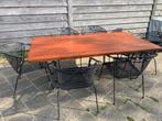 Tuintafel set met 6 ijzeren stoel, Ophalen, Zo goed als nieuw, Rechthoekig, Metaal