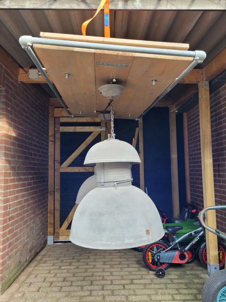 Grote industriële hanglampen (2 stuks), Antiek en Kunst, Ophalen of Verzenden