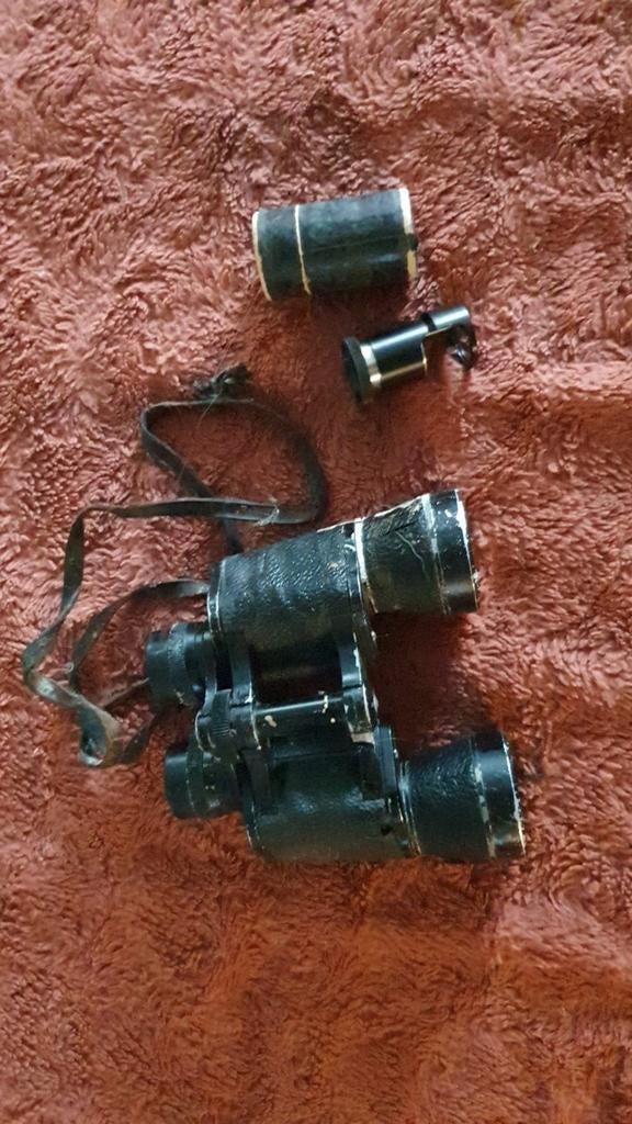 Oude Vendorama verrekijker 8x40 met extra kijker, Gebruikt, 8 tot 12x, Met hoes of tas, Porro (met knik)