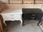 Queen Ann nachtkastjes - Wit en Zwart, Huis en Inrichting, Slaapkamer | Nachtkastjes, Ophalen, Gebruikt, 55 tot 70 cm, 45 tot 65 cm