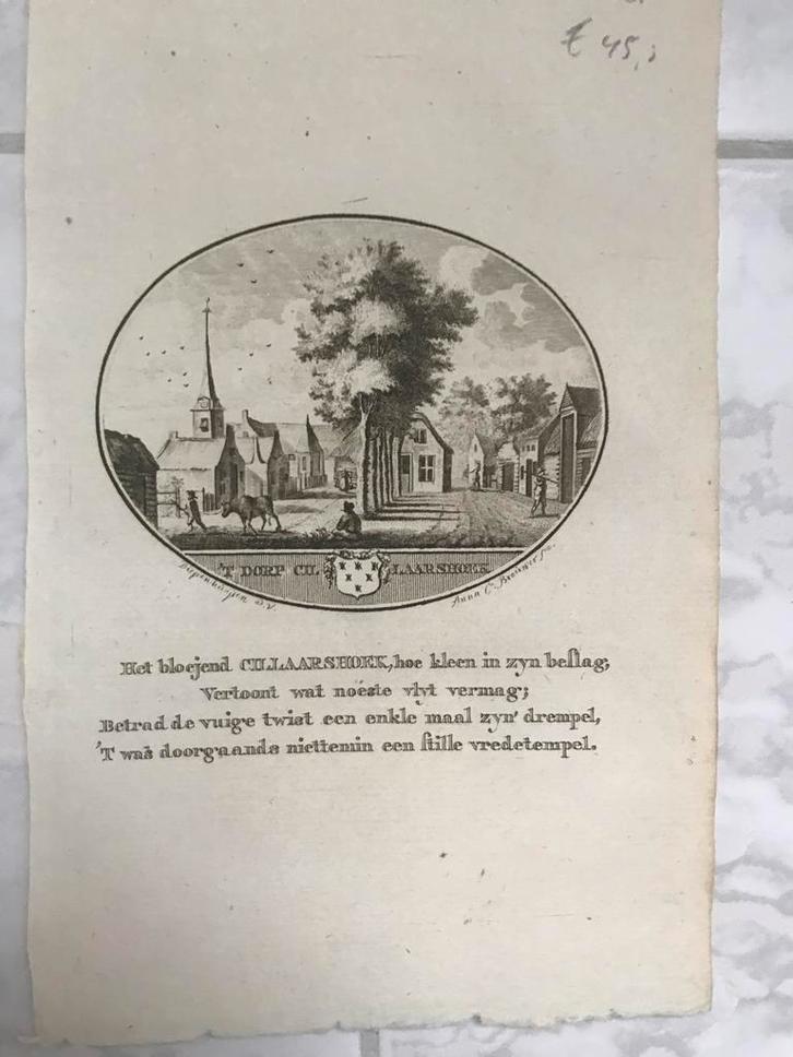 Zuid-Holland. ‘t Dorp Cillaarshoek. Van Ollefen, 1793, mooi!, Antiek en Kunst, Kunst | Etsen en Gravures, Ophalen of Verzenden