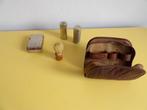 VINTAGE TOILETTAS MET SCHEERSPULLEN, Ophalen of Verzenden, Gebruikt, Bruin, Heer