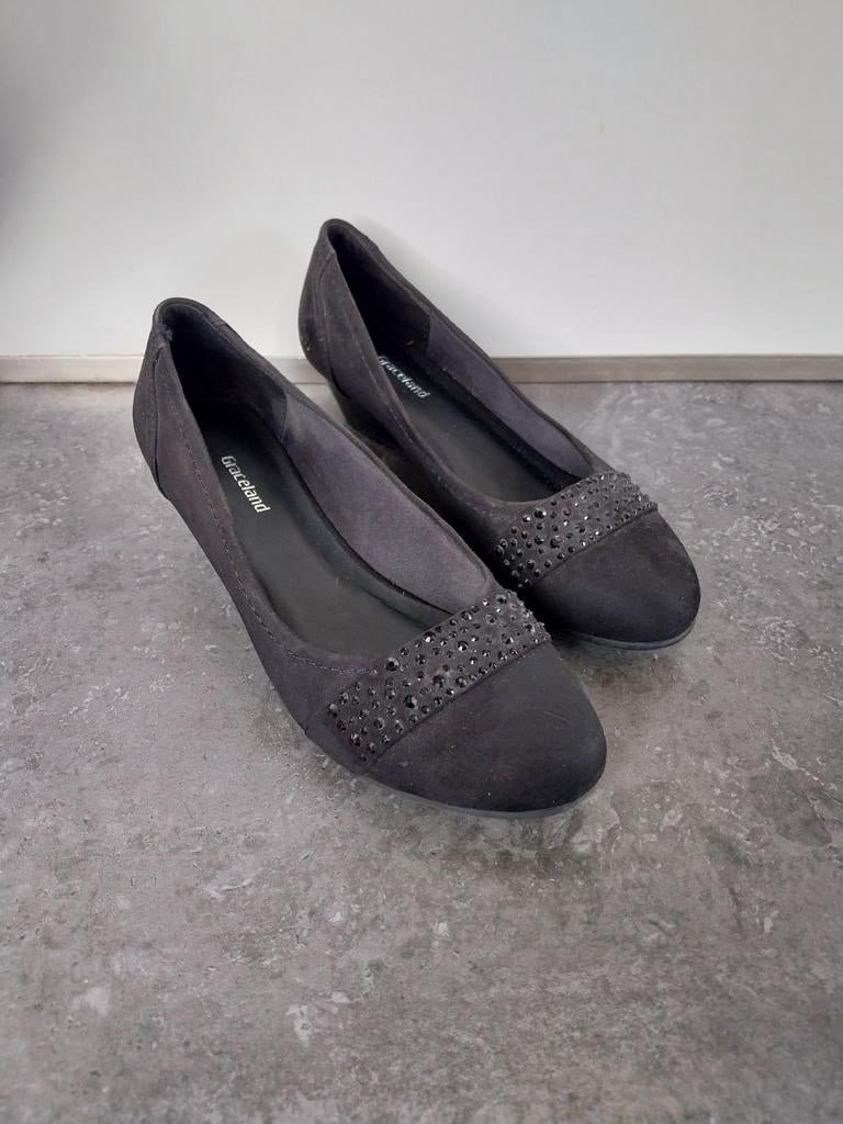 Zwarte Graceland instappers met sleehak - maat 38, Ophalen of Verzenden, Graceland, Gedragen, Instappers